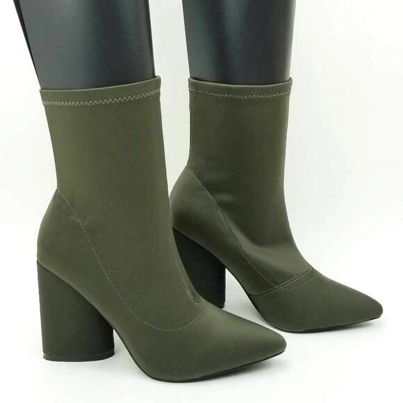 Cape Robbin Walk Away Army Green Stretched Ankle Boots Size 8 - Picture 12 of 12